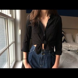 Flowy black button down blouse